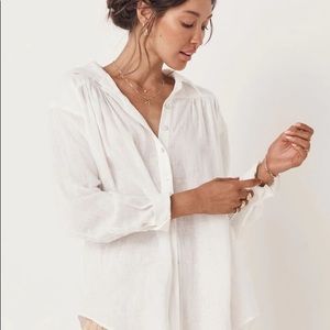 Spell | White Basic Linen Blouse | L